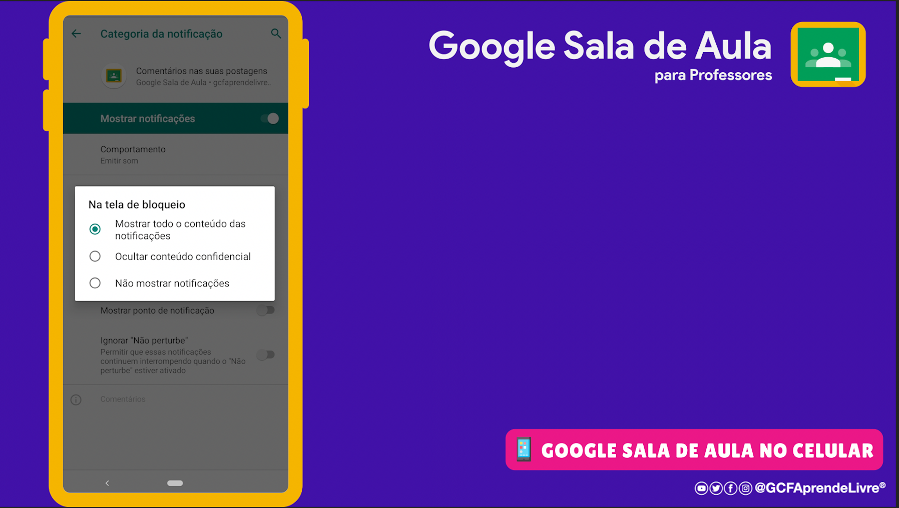 como ativar ou desativar as notificações do Google Sala de Aula 11